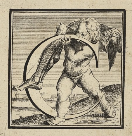 Initial C putto carrying a dissected leg, MY 1724, p. 98